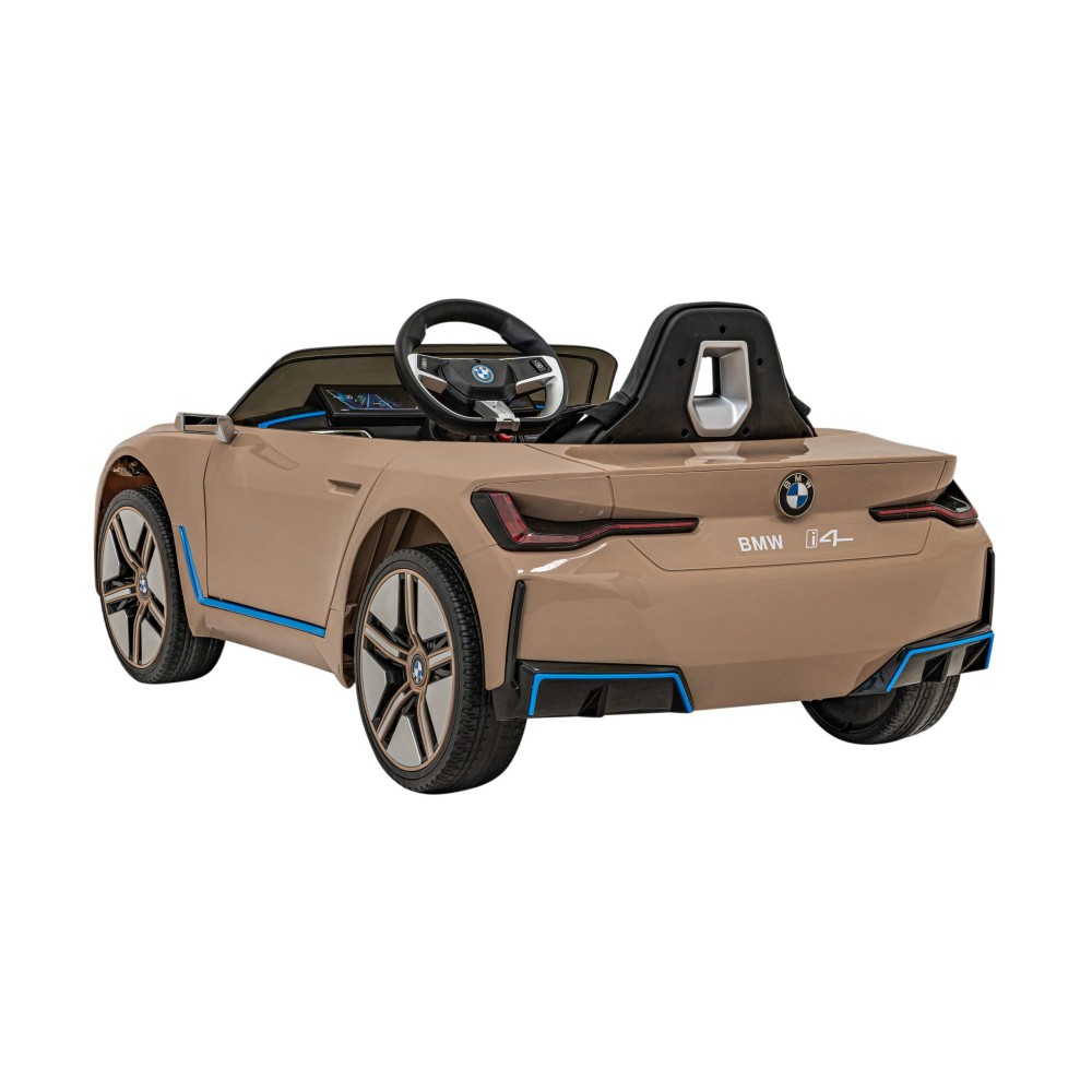 JOKO Elektrické autíčko BMW I4, penové kolesá, kožené sedadlo, hnedé