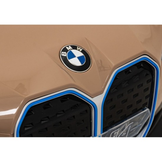 JOKO Elektrické autíčko BMW I4, penové kolesá, kožené sedadlo, hnedé
