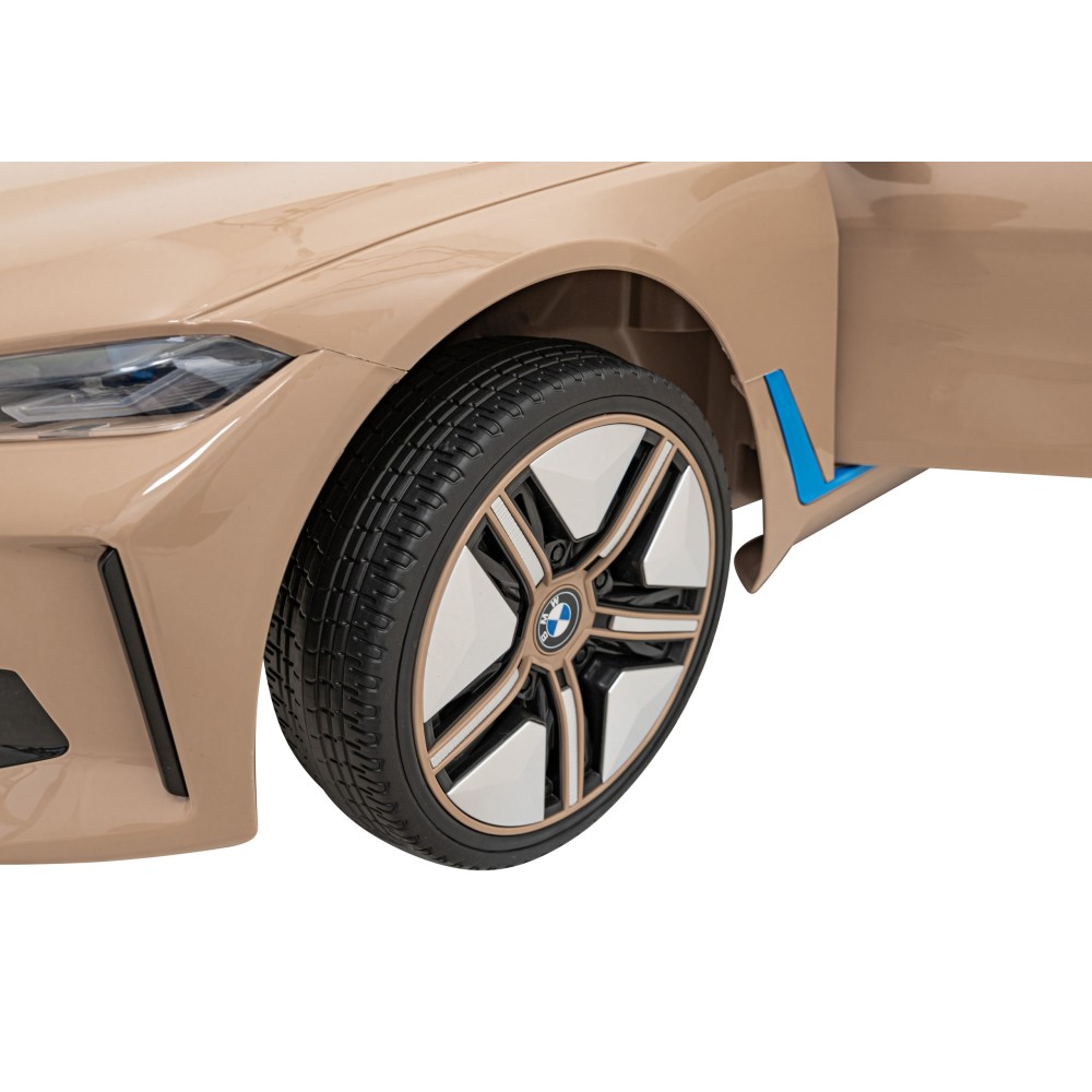 JOKO Elektrické autíčko BMW I4, penové kolesá, kožené sedadlo, hnedé