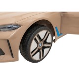 JOKO Elektrické autíčko BMW I4, penové kolesá, kožené sedadlo, hnedé