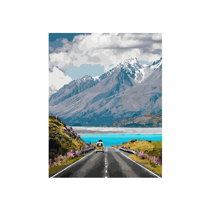 JOKO Maľovanie podľa čísel Cesta v Horách 40 cm x 50 cm + Drevený Rám