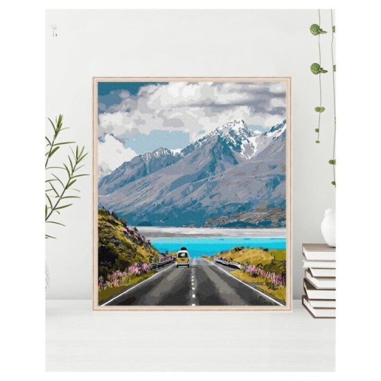 JOKO Maľovanie podľa čísel Cesta v Horách 40 cm x 50 cm + Drevený Rám