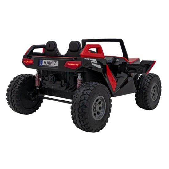 JOKO Elektrické Autíčko Buggy Clash STRONG 4x4 300W 24V, penové kolesá, Dvojmiestne kožené sedadlo, Nosnosť 60kg, červené