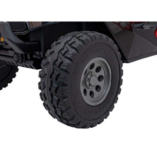 JOKO Elektrické Autíčko Buggy Clash STRONG 4x4 300W 24V, penové kolesá, Dvojmiestne kožené sedadlo, Nosnosť 60kg, červené