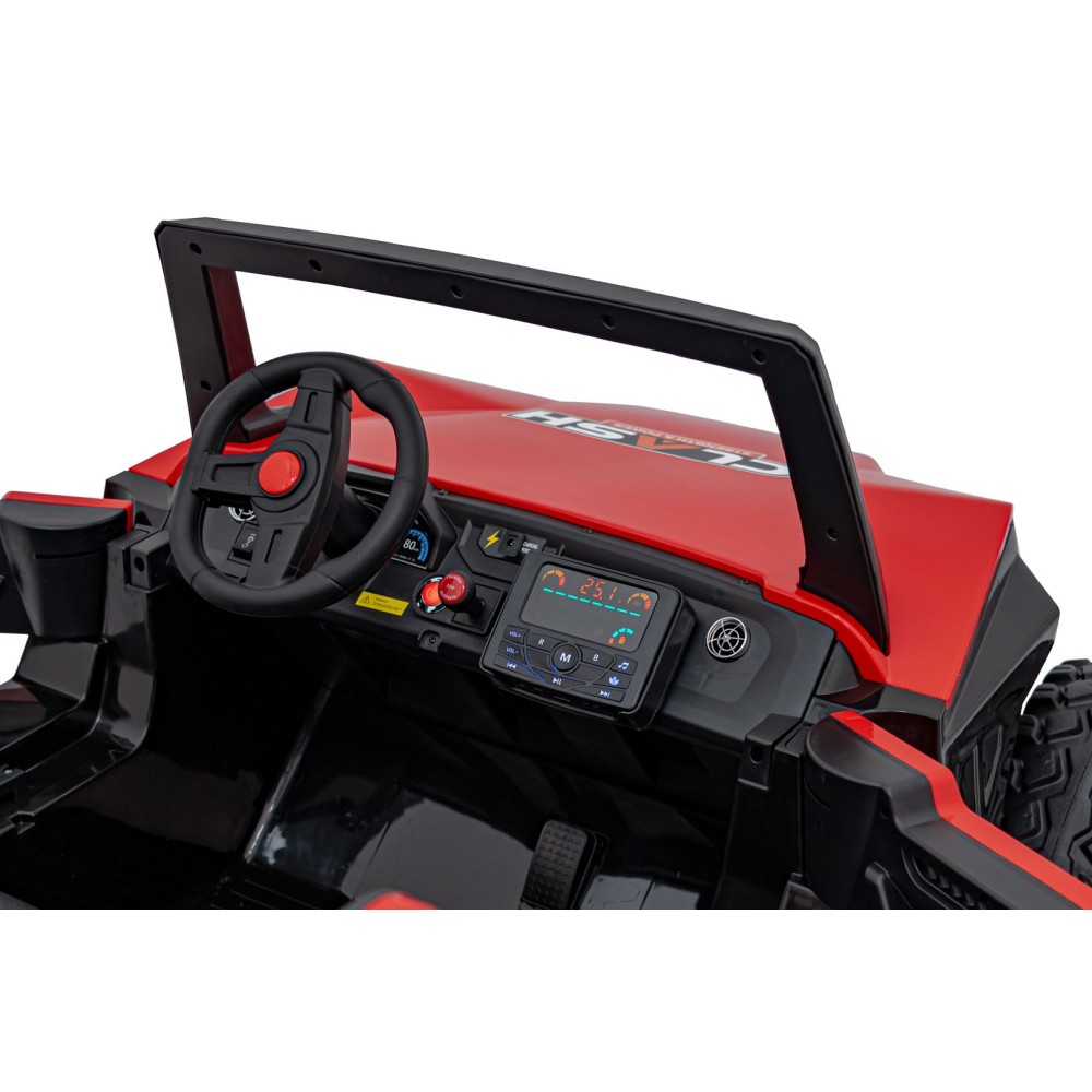 JOKO Elektrické Autíčko Buggy Clash STRONG 4x4 300W 24V, penové kolesá, Dvojmiestne kožené sedadlo, Nosnosť 60kg, červené