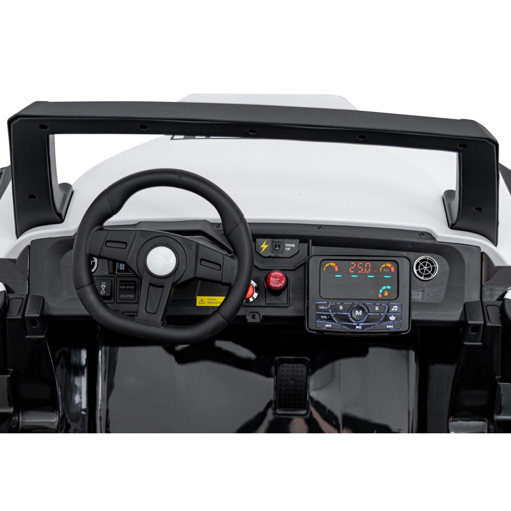 JOKO Elektrické Autíčko Buggy Clash STRONG 4x4 300W 24V, penové kolesá, Dvojmiestne kožené sedadlo, Nosnosť 60kg, biele