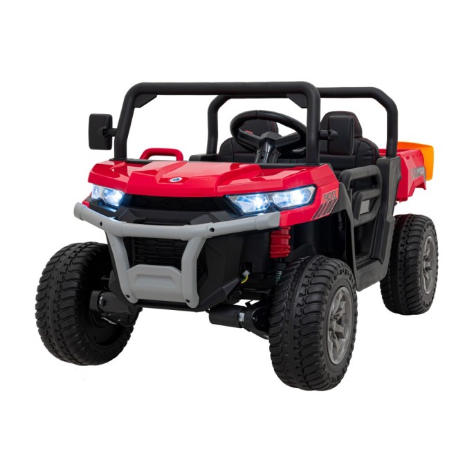 JOKO Elektrické autíčko s Elektricky vyklápacou vlečkou Pick-Up Speed 900, kožené sedadlo, penové kolesá, nosnosť 50kg, červené