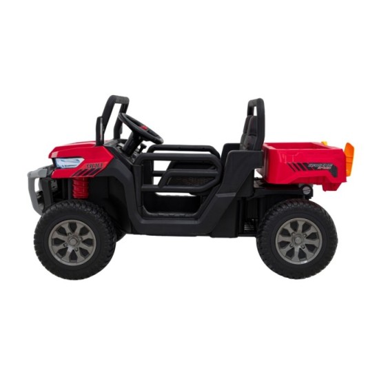JOKO Elektrické autíčko s Elektricky vyklápacou vlečkou Pick-Up Speed 900, kožené sedadlo, penové kolesá, nosnosť 50kg, červené