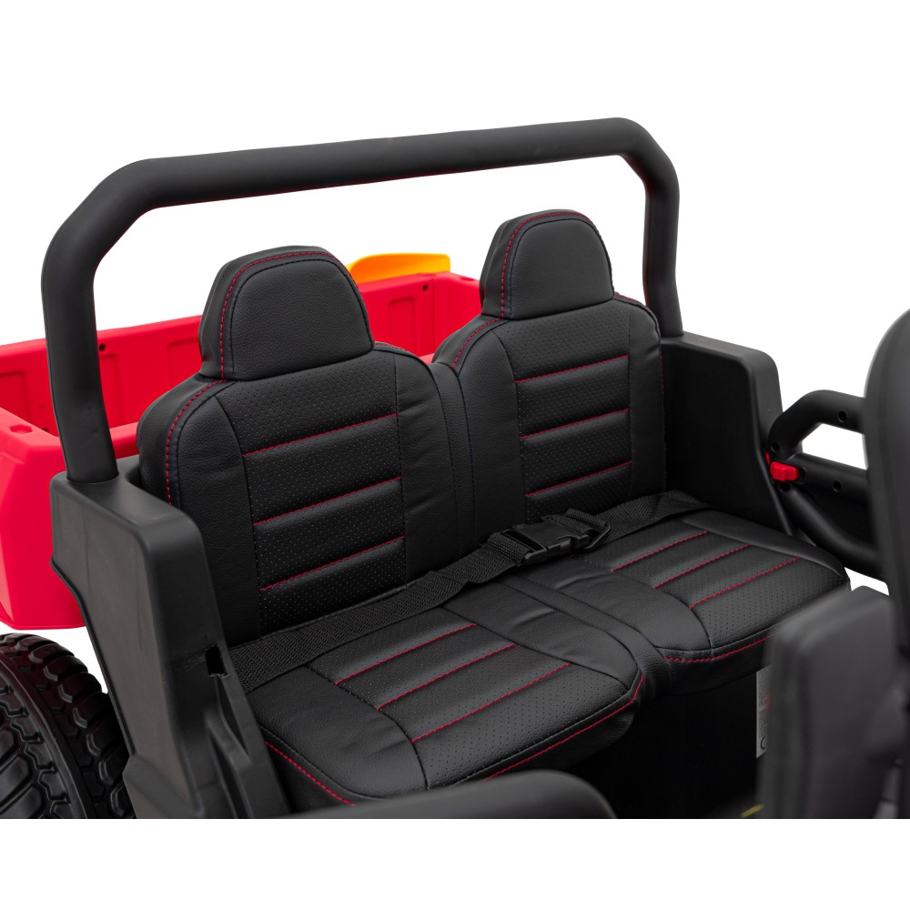 JOKO Elektrické autíčko s Elektricky vyklápacou vlečkou Pick-Up Speed 900, kožené sedadlo, penové kolesá, nosnosť 50kg, červené
