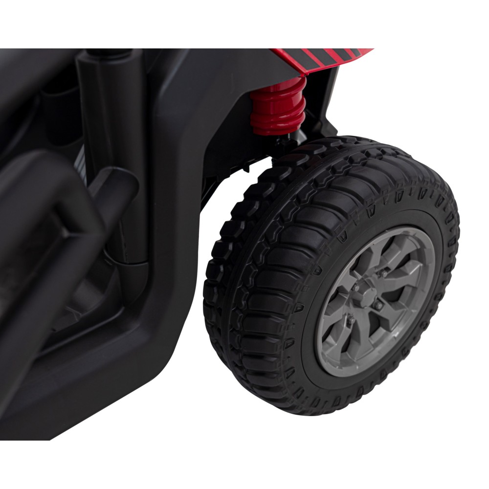 JOKO Elektrické autíčko s Elektricky vyklápacou vlečkou Pick-Up Speed 900, kožené sedadlo, penové kolesá, nosnosť 50kg, červené