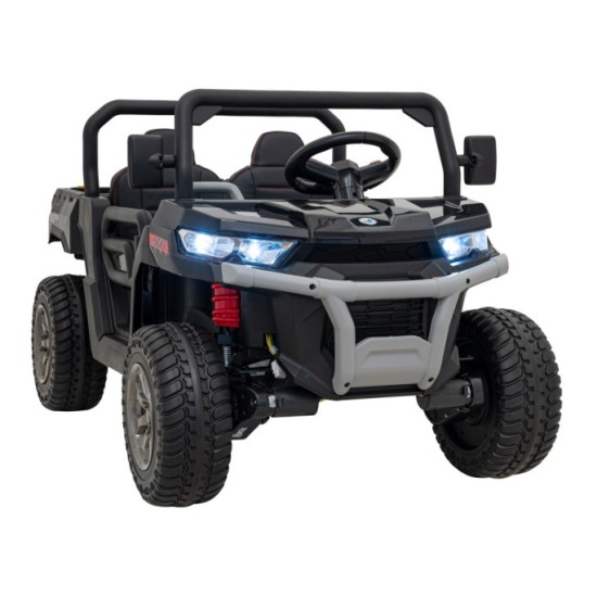 JOKO Elektrické autíčko s Elektricky vyklápacou vlečkou Pick-Up Speed 900, kožené sedadlo, penové kolesá, nosnosť 50kg, čierne