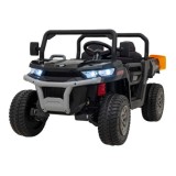 JOKO Elektrické autíčko s Elektricky vyklápacou vlečkou Pick-Up Speed 900, kožené sedadlo, penové kolesá, nosnosť 50kg, čierne