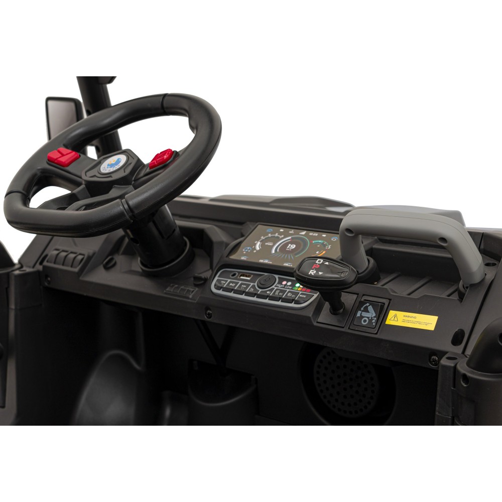 JOKO Elektrické autíčko s Elektricky vyklápacou vlečkou Pick-Up Speed 900, kožené sedadlo, penové kolesá, nosnosť 50kg, čierne