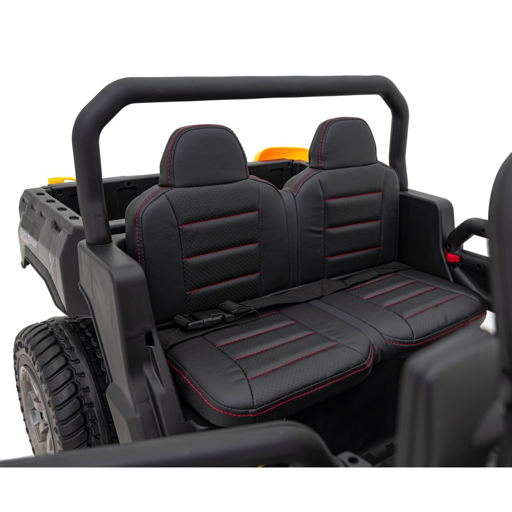 JOKO Elektrické autíčko s Elektricky vyklápacou vlečkou Pick-Up Speed 900, kožené sedadlo, penové kolesá, nosnosť 50kg, čierne