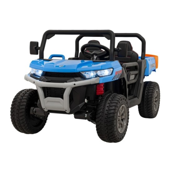 JOKO Elektrické autíčko s Elektricky vyklápacou vlečkou Pick-Up Speed 900, kožené sedadlo, penové kolesá, nosnosť 50kg, modré