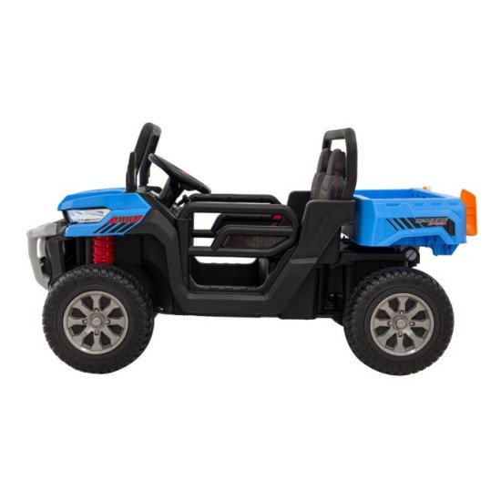 JOKO Elektrické autíčko s Elektricky vyklápacou vlečkou Pick-Up Speed 900, kožené sedadlo, penové kolesá, nosnosť 50kg, modré