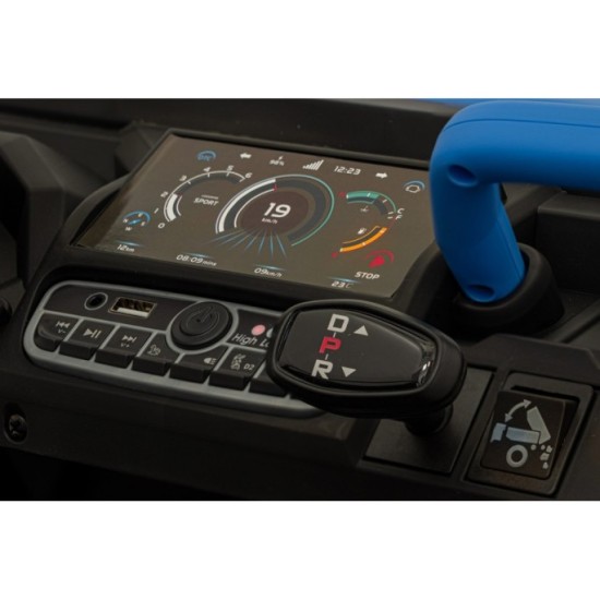JOKO Elektrické autíčko s Elektricky vyklápacou vlečkou Pick-Up Speed 900, kožené sedadlo, penové kolesá, nosnosť 50kg, modré