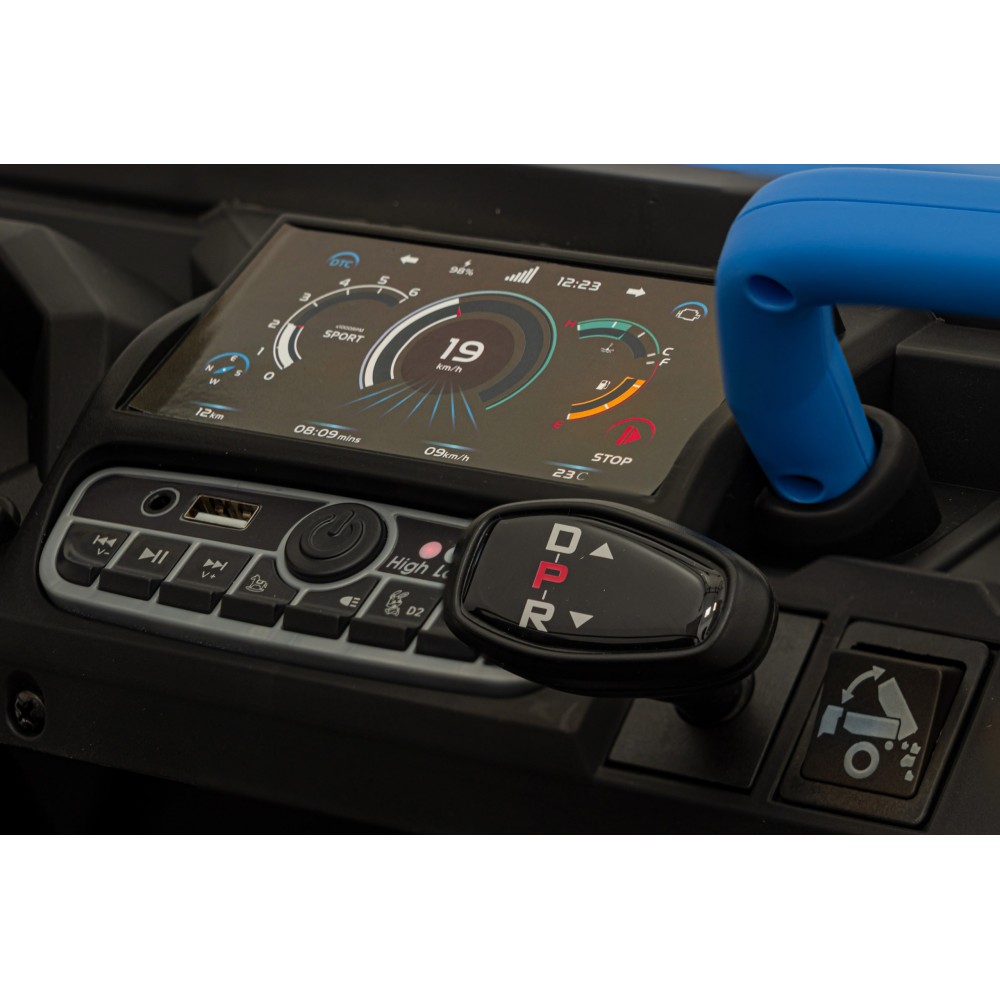 JOKO Elektrické autíčko s Elektricky vyklápacou vlečkou Pick-Up Speed 900, kožené sedadlo, penové kolesá, nosnosť 50kg, modré
