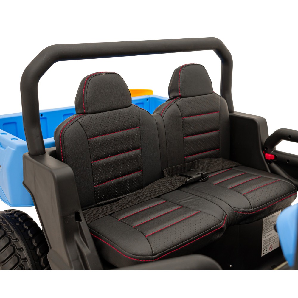 JOKO Elektrické autíčko s Elektricky vyklápacou vlečkou Pick-Up Speed 900, kožené sedadlo, penové kolesá, nosnosť 50kg, modré