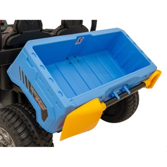 JOKO Elektrické autíčko s Elektricky vyklápacou vlečkou Pick-Up Speed 900, kožené sedadlo, penové kolesá, nosnosť 50kg, modré