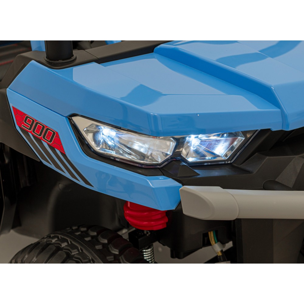 JOKO Elektrické autíčko s Elektricky vyklápacou vlečkou Pick-Up Speed 900, kožené sedadlo, penové kolesá, nosnosť 50kg, modré