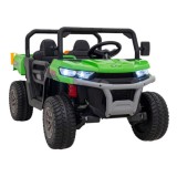 JOKO Elektrické autíčko s Elektricky vyklápacou vlečkou Pick-Up Speed 900, kožené sedadlo, penové kolesá, nosnosť 50kg, zelené