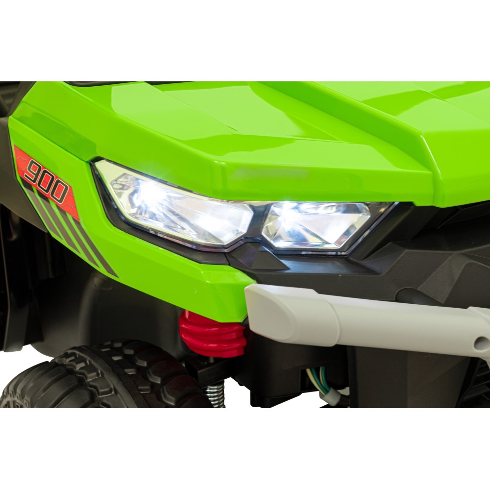 JOKO Elektrické autíčko s Elektricky vyklápacou vlečkou Pick-Up Speed 900, kožené sedadlo, penové kolesá, nosnosť 50kg, zelené