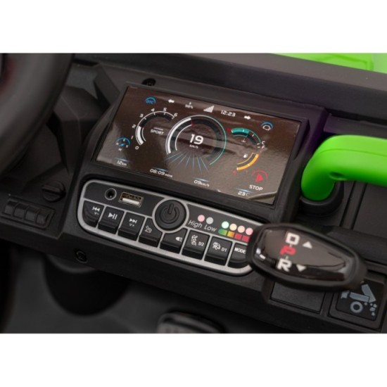 JOKO Elektrické autíčko s Elektricky vyklápacou vlečkou Pick-Up Speed 900, kožené sedadlo, penové kolesá, nosnosť 50kg, zelené