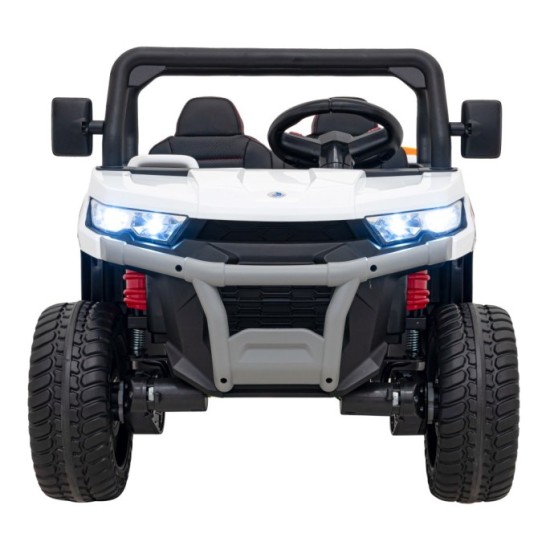 JOKO Elektrické autíčko s Elektricky vyklápacou vlečkou Pick-Up Speed 900, kožené sedadlo, penové kolesá, nosnosť 50kg, biele