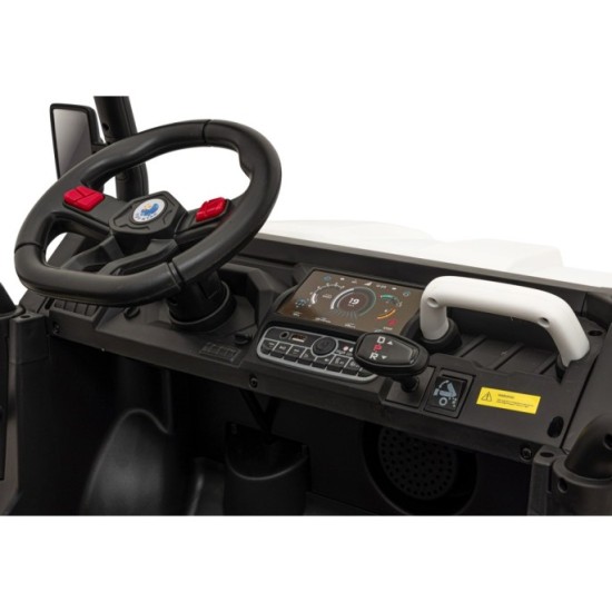 JOKO Elektrické autíčko s Elektricky vyklápacou vlečkou Pick-Up Speed 900, kožené sedadlo, penové kolesá, nosnosť 50kg, biele