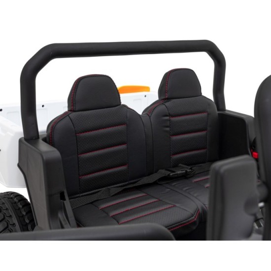 JOKO Elektrické autíčko s Elektricky vyklápacou vlečkou Pick-Up Speed 900, kožené sedadlo, penové kolesá, nosnosť 50kg, biele