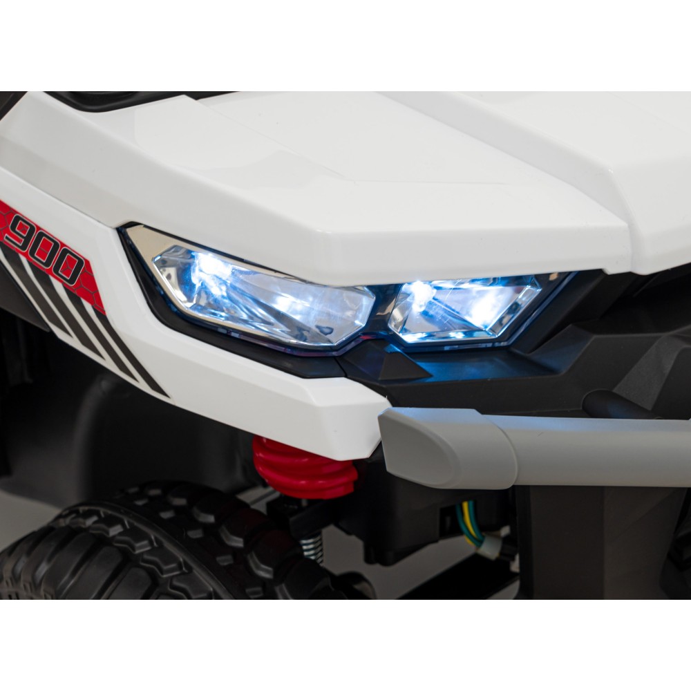 JOKO Elektrické autíčko s Elektricky vyklápacou vlečkou Pick-Up Speed 900, kožené sedadlo, penové kolesá, nosnosť 50kg, biele