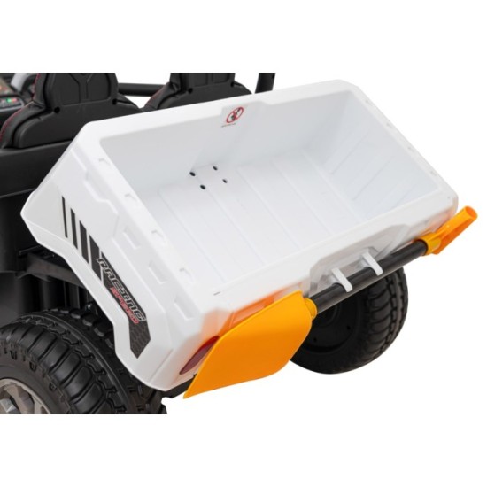JOKO Elektrické autíčko s Elektricky vyklápacou vlečkou Pick-Up Speed 900, kožené sedadlo, penové kolesá, nosnosť 50kg, biele