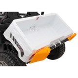 JOKO Elektrické autíčko s Elektricky vyklápacou vlečkou Pick-Up Speed 900, kožené sedadlo, penové kolesá, nosnosť 50kg, biele
