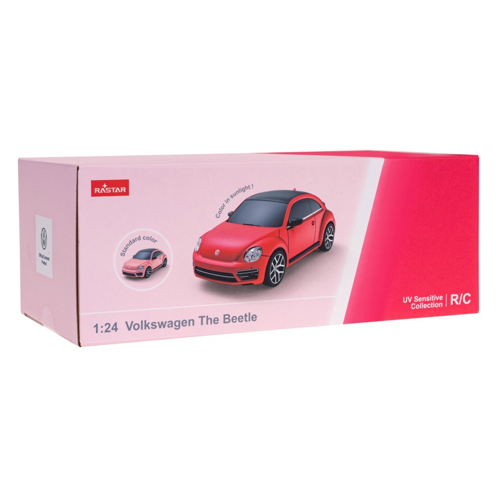 RASTAR RC Auto Volksawagen Beetle 1:24 na diaľkové ovládanie + Zmena farby + LED Svetlá, ružové
