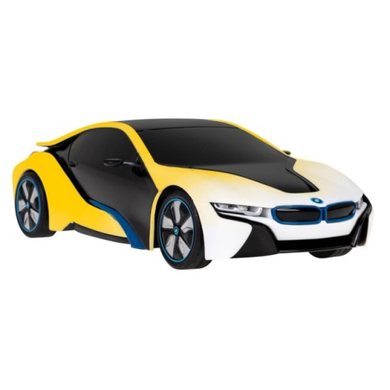RASTAR RC Auto BMW I8-UV Sensitive Collection 1:24 na diaľkové ovládanie s LED svetlom + Meniaca farba kapoty, žlto-biele