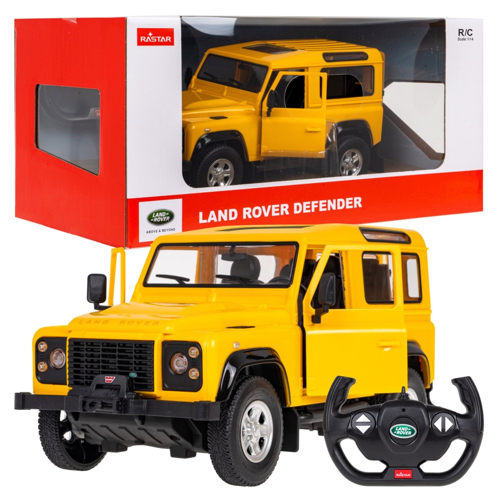 Rastar RC Auto LAND ROVER Defender 1:14 na diaľkové ovládanie, žlté