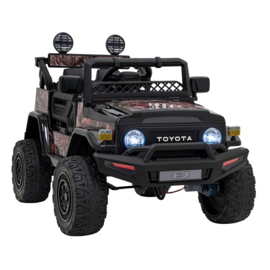 JOKO Elektrické autíčko Toyota FJ Cruiser 4x4, penové kolesá, kožené sedadlo, čierne kamufláž