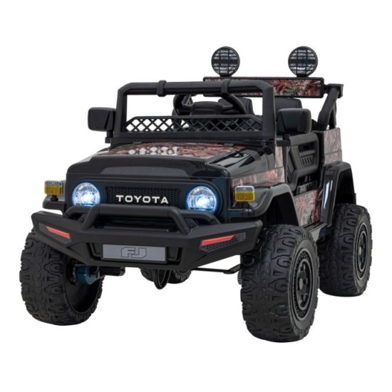 JOKO Elektrické autíčko Toyota FJ Cruiser 4x4, penové kolesá, kožené sedadlo, čierne kamufláž