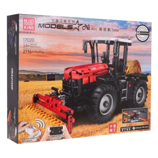 Mould King RC Technická Stavebnica Traktor 2716ks 4v1 + poľnohospodárske stroje na Diaľkové ovládanie Dual Mode Control