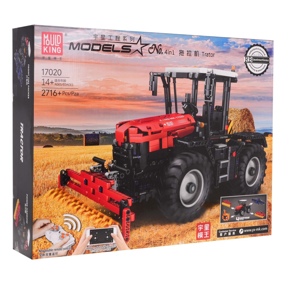 Mould King RC Technická Stavebnica Traktor 2716ks 4v1 + poľnohospodárske stroje na Diaľkové ovládanie Dual Mode Control