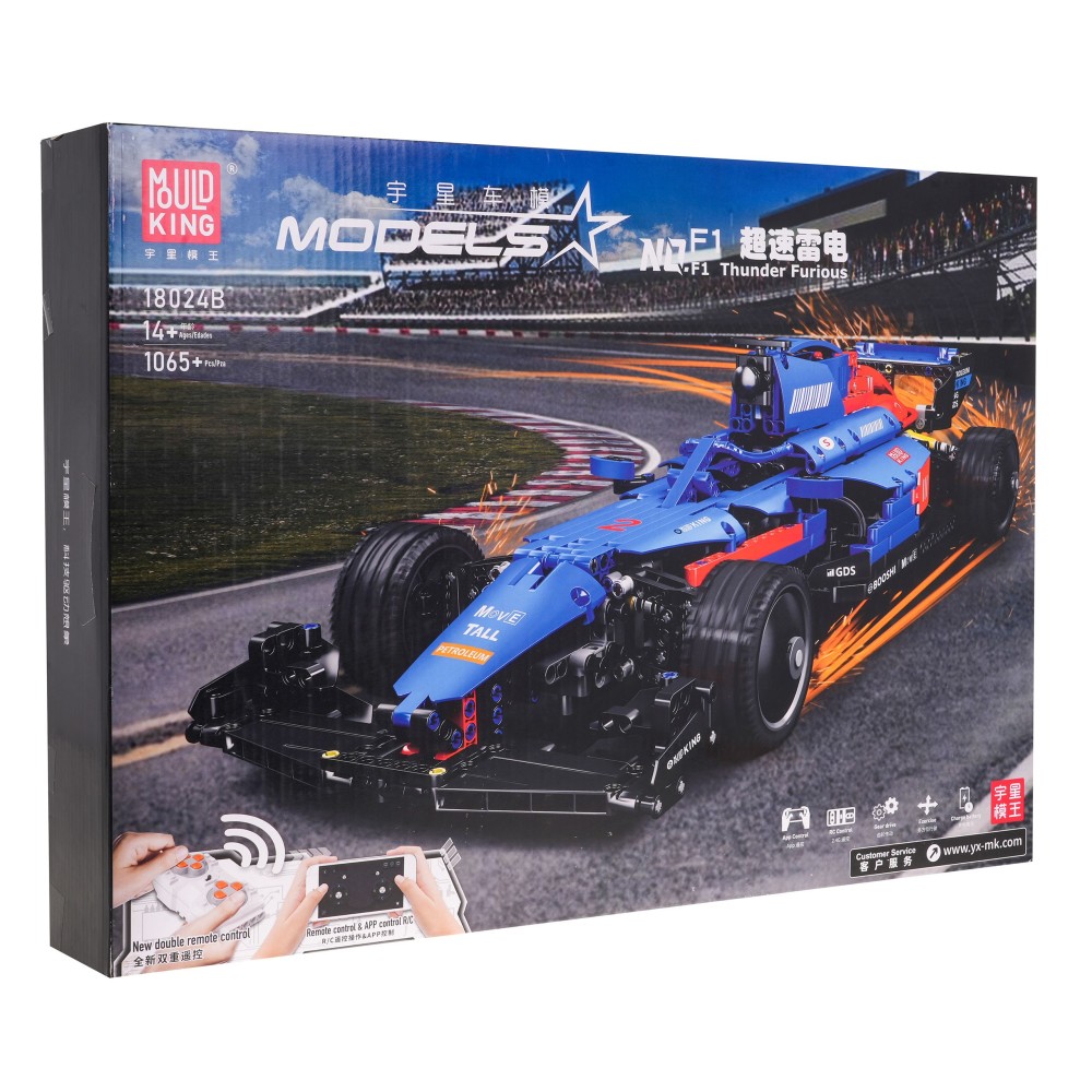 Mould King RC Technická Stavebnica Formula Bolid F1 1065ks na diaľkové ovládanie Dual Mode Control, modrá