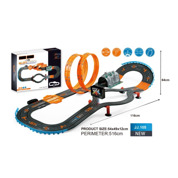 JOKO RC Autodráha MEGA Racing Track RACER 516 cm + 2 autíčka MEGA Racing Track RACER 1:43