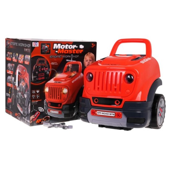 JOKO MOTOR Master Autodielňa Sada Malého Automechanika Auto Jeep Off-Road s volantom, so svetlom a zvukom, auto na učenie opravo