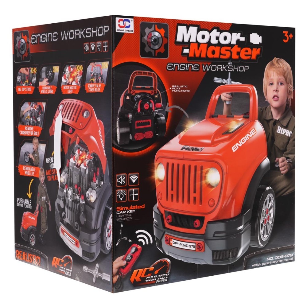 JOKO MOTOR Master Autodielňa Sada Malého Automechanika Auto Jeep Off-Road s volantom, so svetlom a zvukom, auto na učenie opravo