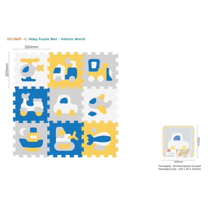 JOKO Detské Penové Puzzle Dopravné Prostriedky Auto, Bager, Lietadlo, Ponorka 9ks