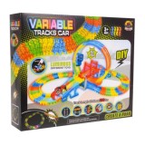JOKO Fluor Svietiaca Autodráha s Mostom Variabilná 157ks 298m + auto s LED svetlom na batérie