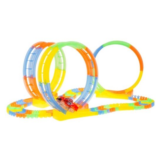 JOKO Fluor Svietiaca Autodráha variabilná 148ks 468cm + Auto s LED svetlom na batérie