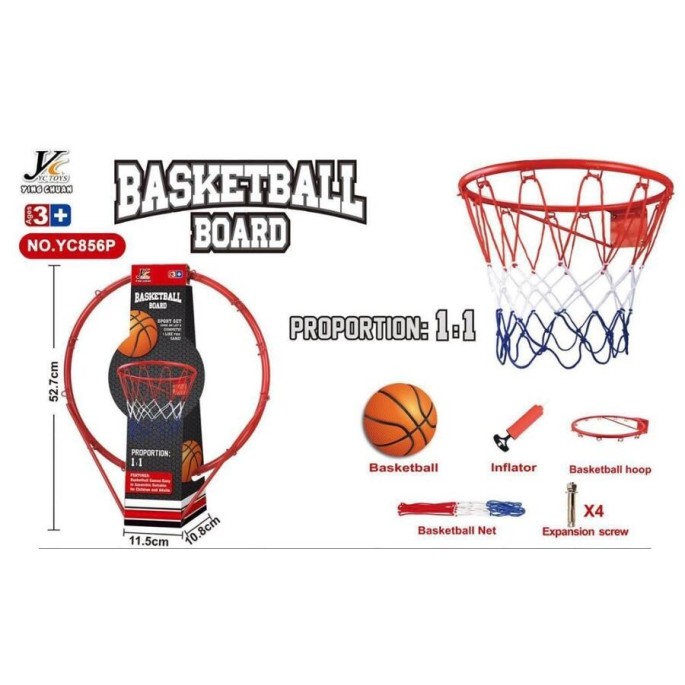 JOKO Sada Basketbalový kôš s loptou + skrutky na upevnenie