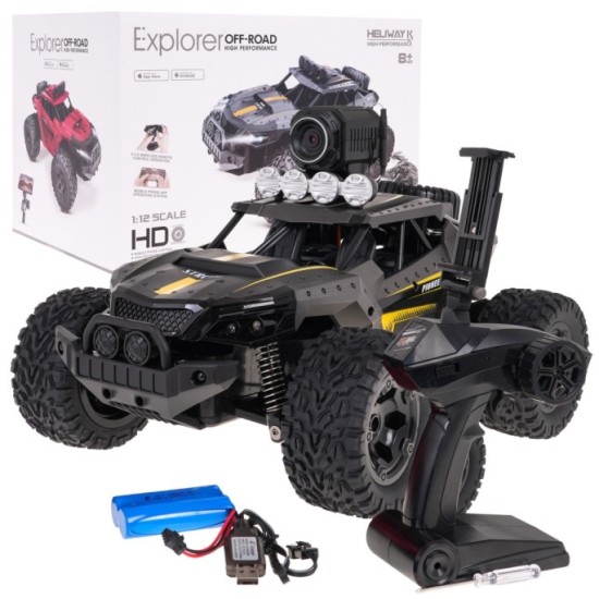 JOKO RC Kovové Auto Jeep MEGA Crawler PIONEER 1:12 s Kamerou, na diaľkové ovládanie, rýchlosť 28km/h, Dual Mode Control, sivé